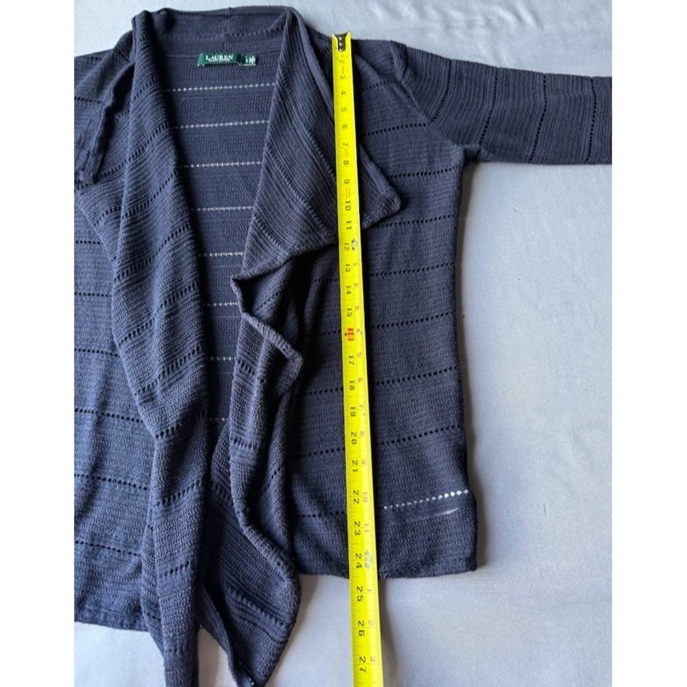 Lauren Ralph Lauren Cardigan Women L Blue Open Front Knit Lightweight‎ Sweater - Picture 4 of 16